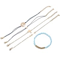 5pcs/Set Boho Bead Heart Bracelet Set Coconut Tree Pineapple Charm Bracelet Adjustable Beads Bracelet Set for Women Girls