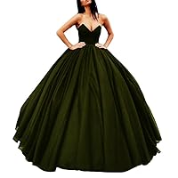 VeraQueen Women's Sweetheart Tulle Quinceanera Dress Long Strapless Formal Party Gown Evening Dress Olive
