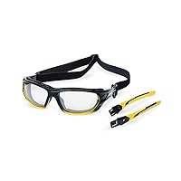 Polycarbonate Sealed Safety Glasses, Protective Eyewear, Hard-Coating Anti Fog, Tinted Goggles, U.S. Military Ballistic Rated, Yellow/Black with Indoor/Outdoor Tint, S70002