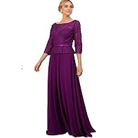 Long Formal Mother of The Groom Dresses for Wedding Plus Size 3/4 Sleeves