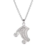 Amaxer Rhinestone Necklace Cheerleader Heart Ice Skating Tennis Piano Guitar Ballet shoes Cubic Zirconia Athlete Charm Sports Jewellery Gifts Pendant Necklace for Women Men