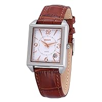 BERNY Rectangluar Watches for Men Quartz Mens Wristwatch Genuine Leather Strap Watch