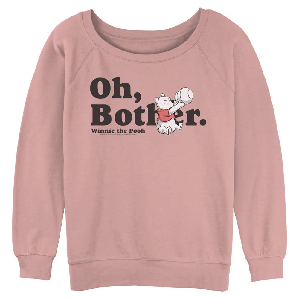 Disney Women's Winnie The Pooh More Bothers Junior's Raglan Pullover with Coverstitch