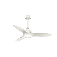Casablanca Wisp Indoor Ceiling Fan with LED Light and Remote Control, Small, Fresh White finish