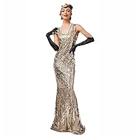 Women 1920S Mermaid Flapper Maxi Long Dress Party Wedding Formal Evening Prom Gown Dress