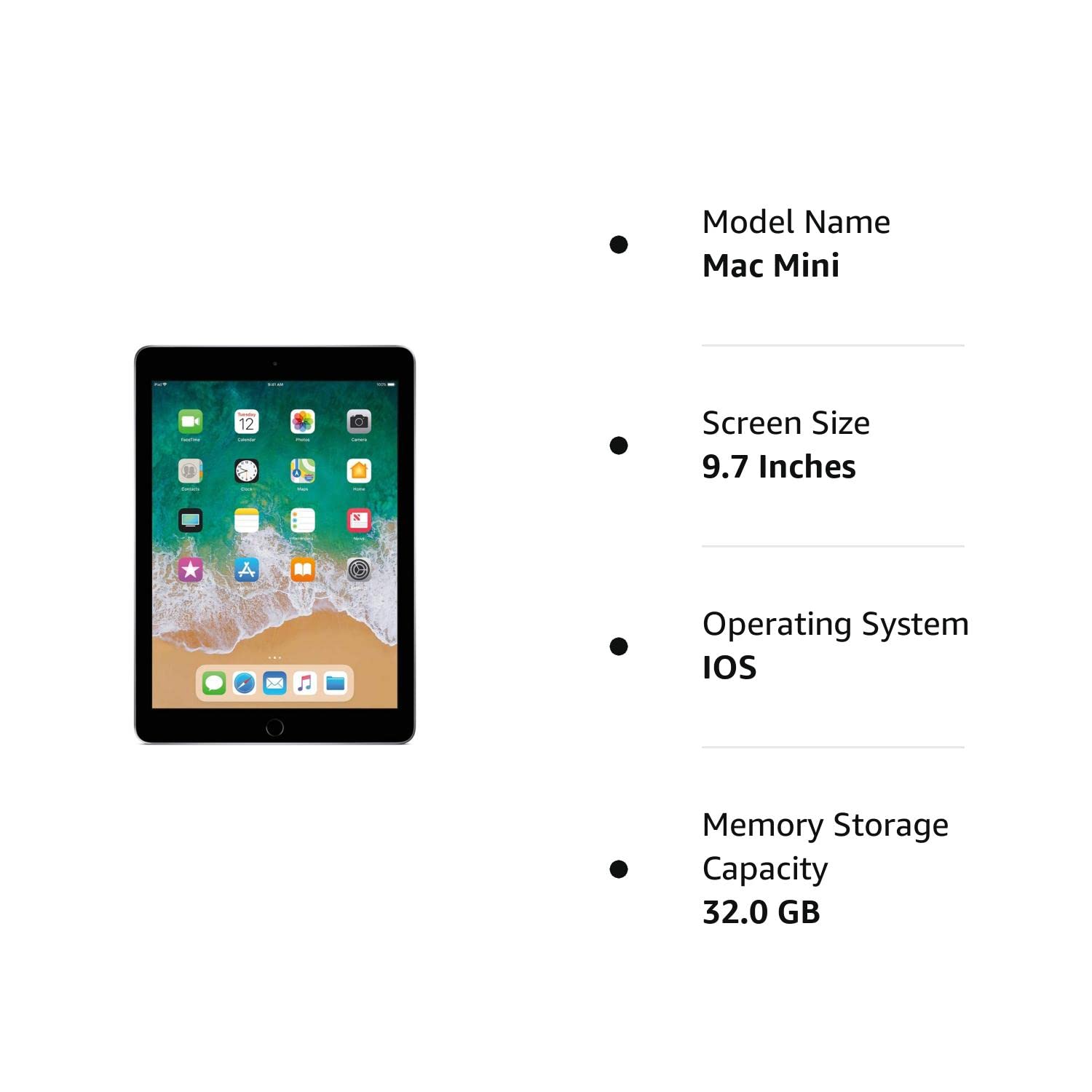 Apple iPad 9.7-inch Retina Display with WIFI, 32GB, Touch ID, 2017 Mode - Space Gray (Renewed)