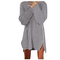 Women's Blouses Fashion Casual Soild Loose Long Sleeve Zipper Sweater Top Workout Shirts, S-5XL