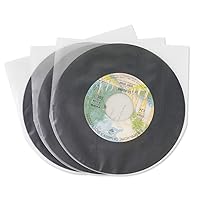 7 Inches EP Vinyl Record Inner Sleeves, 50PCS Anti Static Plastic Round Bottom Protective Sleeves for Vinyl Record, Translucent