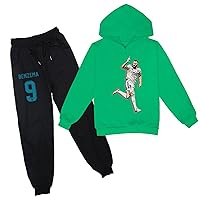 Child Fall Casual Soccer Stars Tracksuits Benzema Hooded Clothes Outfits Sweatsuits Lightweight Sweatshirts for Fall