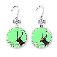 Herbivorous Antelope Africa Bow Earrings Drop Stud Pierced Hook