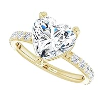 5 CT Prong Setting Heart Cut Engagement Rings Moissanite Accented Wedding Ring Promise Gifts for Her Anniversary Wedding Ring