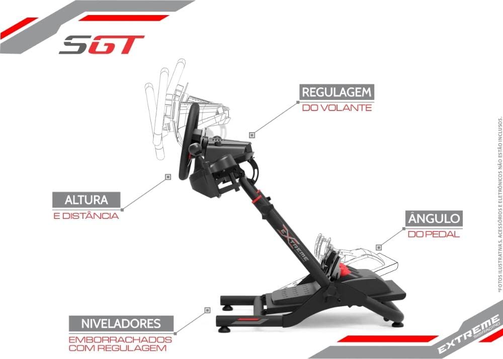 Extreme Sim Racing Wheel Stand Cockpit SGT Racing Simulator -Racing Wheel Stand Black Edition For Logitech G25, G27, G29, G920, Thrustmaster And Fanatec - Heavy Dutty and Foldable