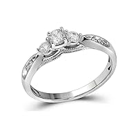 The Diamond Deal10kt White Gold Womens Round Diamond 3-stone Bridal Wedding Engagement Ring 3/8 Cttw