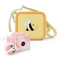 Kidamento Camera Silicone Bag Bundle - Digital Camera for Children and Camera Case - Model K Meowie The Cat - Silicone Bag Yellow Bee