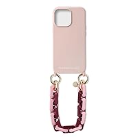 Phone Necklace PN23280i13PMPK iPhone 13 Pro Max, Silicone Case with Hand Chain Strap, Short Strap Case, Handy Strap, Fall Prevention, Smartphone, Powder Pink