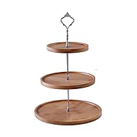 CHUNCIN - Cake Stand Bamboo Cake Display Stand Revolving Display Round Tray Detachable Dessert Cupcake Great for Displaying Cakes, Cupcakes, Dessert, Candy,Gold,3tier (Color : Silver, Size : 3tier)
