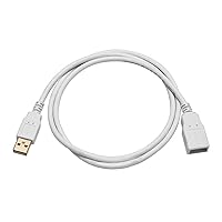 Monoprice 3-Feet USB 2.0 A Male to A Female Extension 28/24AWG Cable (Gold Plated), White (108605)