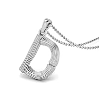 Initial Capital D Charm Pendant Chain Necklace with Spring Clasp 925 Sterling Silver Handmade Jewelry