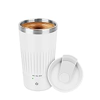 Self Stirring Coffee Mug - Rechargeable Stainless Steel Auto Self Mixing Cup with Lid, 400ml/13.5oz Coffee Travel Mugs To Stir Coffee, Mixed Milk, Tea Office Car Use, White
