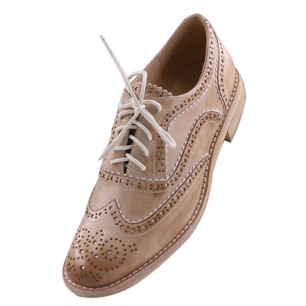 Mua JARO VEGA Leather Oxford Shoes for Women Perforated, 1950s Style Brogue  Wingtip Derby Lace Up Oxfords Flats trên Amazon Mỹ chính hãng 2023 | Fado