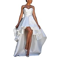 Sexy High Low Satin Sweetheart Prom Dresses 2023 Ball Gowns Wedding Dresses for Bride Bridal Gowns