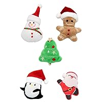 NEON Santa & Friends: 5pc Catnip Cat Toy Set (Christmas Tree, Gingerbread Man, Penguin, Santa, Snowman)