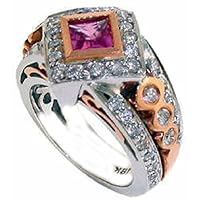 1.70 Carat TCW Diamond And Pink Sapphire Fashion Ring 18K Two Tone White And Rose Gold Item FR-130