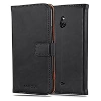 Book Case Compatible with Nokia Lumia 1320 in Graphite Black - with Magnetic Closure, Stand Function and Card Slot - Wallet Etui Cover Pouch PU Leather Flip