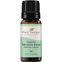 Organic Tension Ease Essential Oil Blend 10 mL (1/3 oz) 100% Pure, Therapeutic Grade, Undiluted