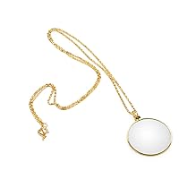 5X Necklace Magnifier,Necklace with 1-3/4 Inch Optical Magnifier Lens and 18.1Inch Gold Chain for Library, Reading Fine Print, Zooming, Increase Vision, Jewelry,Magnifying Pendant Necklace