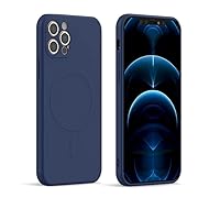 Square Silicone Magnetic Case for iPhone 13 12 11 Pro Max Mini X Xs Xr 7 8 Plus Wireless Charging Cover,Blue,for iPhone Xs