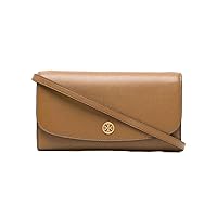 Tory Burch Women's Bistro Brown Pebbled Leather Robinson Wallet on a Chain