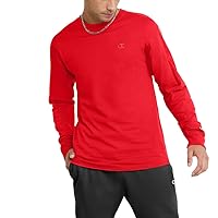 Champion, Classic Long Sleeve, Comfortable, Soft T-Shirt for Men (Reg. or Big & Tall), Scarlet, X-Large