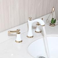 White Brass 3 Pcs Swivel Bathroom Bathtub Basin Deck Mount Faucet Stream Deck Mounted Basin Mixer Tap Black (Color : White)