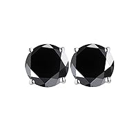 4.08 ct Black Round Real Moissanite Solitaire Stud Earrings For Women.