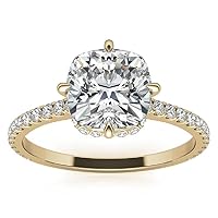 Solitaire Cushion Cut Moissanite Engagement Ring, 1ct, 14K Yellow Gold, Mother's Day Gift for Her