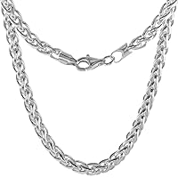Sterling Silver 5mm Spiga Wheat Chain Necklaces & Bracelets for Men & Women Half Round Wire Nickel Free Italy