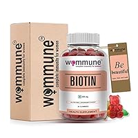 Biotin Gummies with Zinc, Vitamin C, A, D, E, B6, B12, B5 & Folic Acid for Hair, Skin & Nail Supplements | Strawberry Flavour | Helps in Skin Care & Hair Growth Gummy (WHO Recommended Dosage)