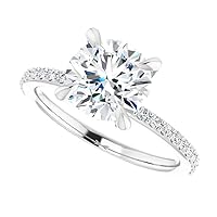 10K Solid White Gold Handmade Engagement Ring 4.5 CT Round Cut Moissanite Diamond Solitaire Wedding/Bridal Ring Set for Woman/Her Propose Ring, Perfact for Gifts Or As You Want