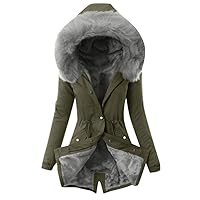 Winter Fashion Coats Womens Warm Hooded Jacket Thick Padded Loose Fleece Outerwear Oversized Faux Fur Hooded Coats
