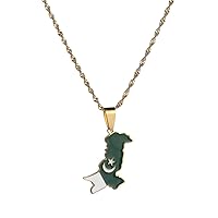 Stainless Steel Pakistan Map Flag Pendant Necklace Gold Color Pakistani Map Ethnic Jewelry