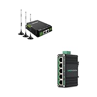 LINOVISION Industrial Unlocked 4G LTE Router with Industrial 5 Ports Gigabit Solar POE Switch Kit, Router Supports Dual SIM Cards, RS485 and DI/DO, POE Switch with DC12V-48V to DC48V Voltage Booster