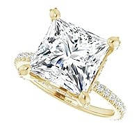 14K Solid Yellow Gold Handmade Engagement Ring 3 CT Princess Cut Moissanite Diamond Solitaire Wedding/Bridal Ring for Woman/Her Best Ring