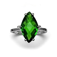R6497 Fancy Cut Green Helenite Marquise Shape Sterling Silver Mordorn Ring