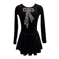 LIUHUO Girls's Figure Skating Dress Bowknot Out Figure Ice Skating Leotards Ballet Gym Dance Dress