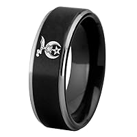 Masonic Shrine Shriner Symbol Design Rings 8mm Black Step with Silver Tone Step Tungsten Carbide Wedding Ring -Free Customize Engraving