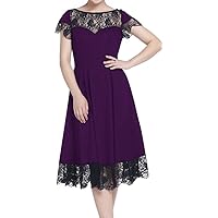 (SM, LG) Midnight Affair - Royal Purple 40s 50s Retro Victorian Lacey Cotton Dress