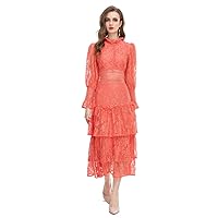 Exclusive Women Evening Gown Dress Lace Hollow Out Wear to Work Casual Dress
