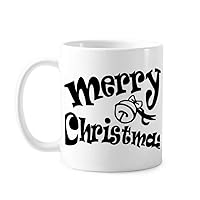 Black Lovely Font Merry Christmas Mug Pottery Ceramic Coffee Porcelain Cup Tableware