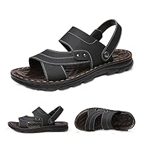 leisure dual-purpose sandals slippers dual-purpose leather refreshing beach sandals Men's leather summer soft leather soft bottom beach sandals